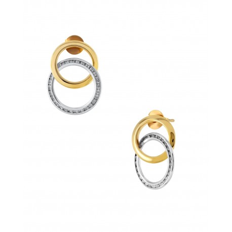 ARETES DE ORO AMARILLO Y BLANCO CON ZIRCONIAS 0689YW-23 - Envío Gratuito