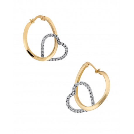 ARETES DE ORO AMARILLO Y BLANCO CON ZIRCONIAS 0763YW-32 - Envío Gratuito