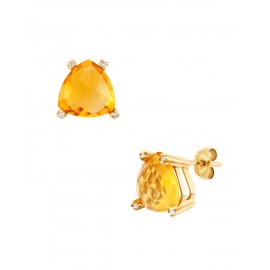 ARETES DE ORO AMARILLO CON DIAMANTE Y CITRINA SP058C-E - Envío Gratuito