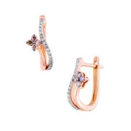 ARETES DE ORO ROSA CON DIAMANTE BLANCO Y DIAMANTE CAFE 15855W-BD4RV - Envío Gratuito