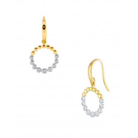 ARETES DE ORO AMARILLO CON PLATINADO CON ZIRCONIAS CA017B-Y - Envío Gratuito