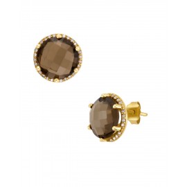 ARETES DE ORO AMARILLO CON DIAMANTES Y SMOKY SP1552S-E