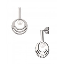 ARETES DE ORO BLANCO CON PERLA CULTIVADA B809E-B