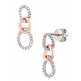 ARETES DE ORO ROSA Y BLANCO CON DIAMANTE 11257W-WD4GT - Envío Gratuito