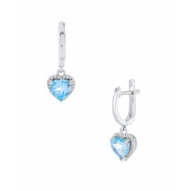 ARETES DE CORAZÓN EN ORO BLANCO CON DIAMANTES Y TOPACIO AZUL 13038WBB4WV