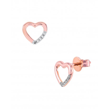 ARETES DE CORAZÓN EN ORO ROSA CON DIAMANTES 11059WWD4RV - Envío Gratuito