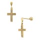 ARETES DE CRUZ EN ORO AMARILLO CON DIAMANTES 10373W-WD4YT - Envío Gratuito