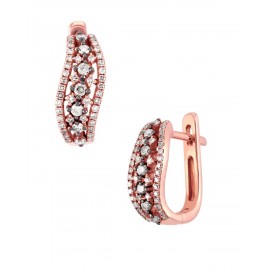 ARETES DE ORO ROSA CON DIAMANTE BLANCO Y DIAMANTE CAFÉ 15440W-BD4RV - Envío Gratuito