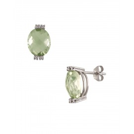 ARETES DE ORO BLANCO CON DIAMANTES Y TOPACIO LIMÓN SP054L-E - Envío Gratuito