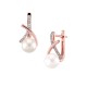 ARETES DE ORO ROSA CON DIAMANTES Y PERLA 15128W-WP4RV - Envío Gratuito