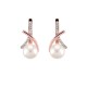 ARETES DE ORO ROSA CON DIAMANTES Y PERLA 15128W-WP4RV - Envío Gratuito