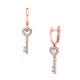 ARETES DE LLAVE EN ORO ROSA CON BRILLANTES 15866W-WD4RV - Envío Gratuito