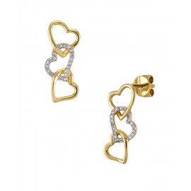 ARETES DE CORAZÓN EN ORO AMARILLO CON DIAMANTES 12498W-WD4YT - Envío Gratuito