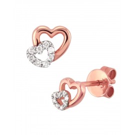 ARETES DE CORAZÓN EN ORO ROSA CON DIAMANTES 12593W-WD4RT - Envío Gratuito