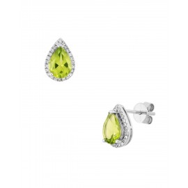 ARETES DE ORO BLANCO CON DIAMANTES Y PERIDOTO 13027W-PO4WV - Envío Gratuito