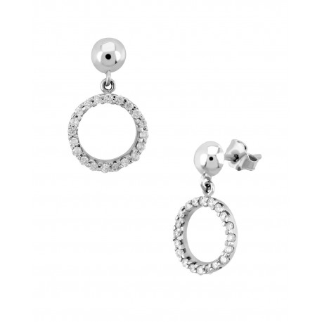 ARETES DE ORO BLANCO CON DIAMANTES B1206-EB - Envío Gratuito