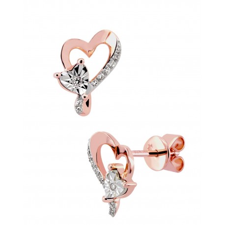 ARETES DE ORO ROSA CON DIAMANTES 17285WWD4RV - Envío Gratuito