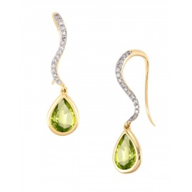 ARETES DE ORO AMARILLO CON DIAMANTES Y PERIDOTO 16939EPO4YV - Envío Gratuito