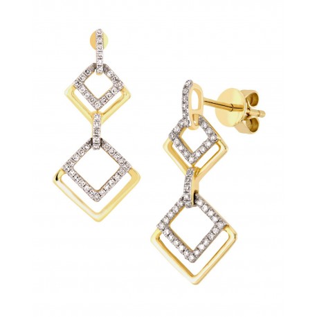 ARETES DE ORO AMARILLO CON DIAMANTES 12464W-WD4YT - Envío Gratuito