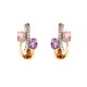 ARETES DE ORO ROSA CON BRILLANTES, CUARZO ROSA Y AMATISTA 15802W-MC4RV - Envío Gratuito