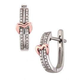 ARRACADAS DE ORO BLANCO Y ROSA CON DIAMANTES 14897W-WD4GV