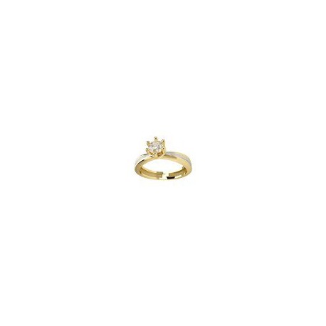 ANILLO SOLITARIO DE ORO AMARILLO Y BLANCO B1708 - Envío Gratuito