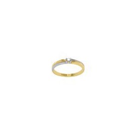 ANILLO SOLITARIO DE ORO AMARILLO Y BLANCO B406 - Envío Gratuito