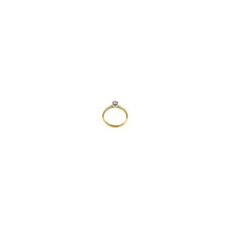 ANILLO SOLITARIO DE ORO AMARILLLO Y BLANCO B2377-15 - Envío Gratuito