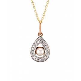 DIJE DE ORO ROSA CON DIAMANTES Y PERLA 12171S-WP4RV - Envío Gratuito