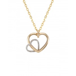 DIJE DE CORAZÓN EN ORO AMARILLO Y BLANCO CON ZIRCONIAS 00495YW - Envío Gratuito