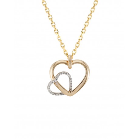 DIJE DE CORAZÓN EN ORO AMARILLO Y BLANCO CON ZIRCONIAS 00495YW - Envío Gratuito