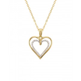 DIJE DE CORAZÓN EN ORO BLANCO Y AMARILLO CON DIAMANTES PH3233YW - Envío Gratuito