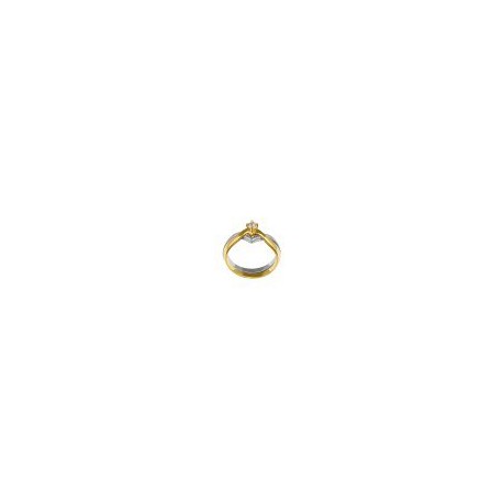 ANILLO SOLITARIO DE ORO BLANCO Y AMARILLO B4225 - Envío Gratuito