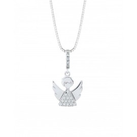 DIJE DE ANGEL EN ORO BLANCO CON ZIRCONIAS ART3564W-24 - Envío Gratuito