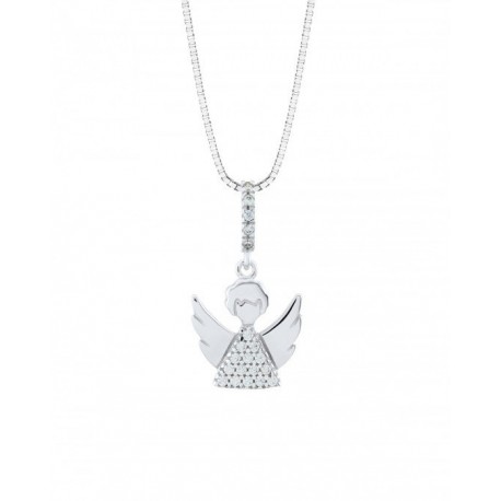 DIJE DE ANGEL EN ORO BLANCO CON ZIRCONIAS ART3564W-24 - Envío Gratuito