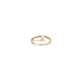 ANILLO SOLITARIO DE ORO BLANCO Y AMARILLO B405 - Envío Gratuito