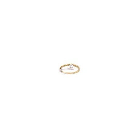 ANILLO SOLITARIO DE ORO BLANCO Y AMARILLO B405 - Envío Gratuito