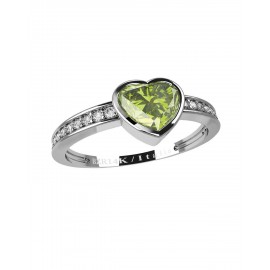 ANILLO DE CORAZÓN EN ORO BLANCO CON DIAMANTES Y PERIDOTO 13058Q-PO4WV