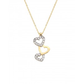 DIJE DE CORAZONES EN ORO AMARILLO PLATINADO CON ZIRCONIAS KLY246