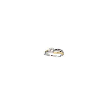 ANILLO DE COMPROMISO DE ORO BLANCO Y AMARILLO B1739 - Envío Gratuito