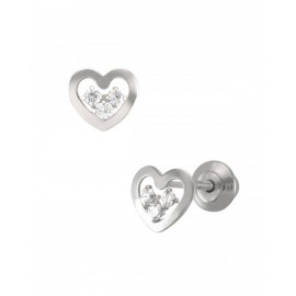 BROQUELES DE CORAZÓN EN ORO BLANCO CON ZIRCONIAS BZR23830B