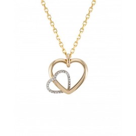 DIJE DE CORAZÓN EN ORO AMARILLO Y BLANCO CON ZIRCONIAS 00495YW