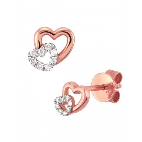 ARETES DE CORAZÓN EN ORO ROSA CON DIAMANTES 12593W-WD4RT - Envío Gratuito