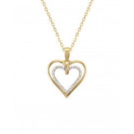 DIJE DE CORAZÓN EN ORO BLANCO Y AMARILLO CON DIAMANTES PH3233YW - Envío Gratuito