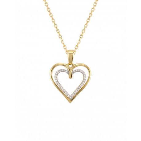 DIJE DE CORAZÓN EN ORO BLANCO Y AMARILLO CON DIAMANTES PH3233YW - Envío Gratuito