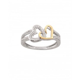 ANILLO DE CORAZÓN EN ORO BLANCO Y AMARILLO CON DIAMANTES RF8465WY - Envío Gratuito