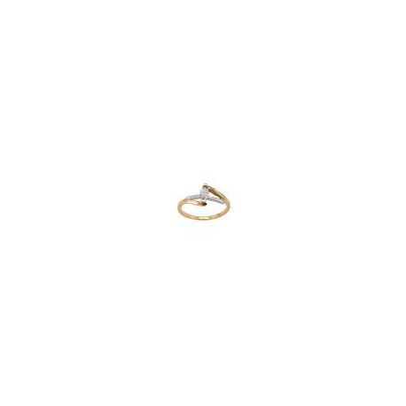 ANILLO SOLITARIO DE ORO AMARILLO Y BLANCO B1306 - Envío Gratuito