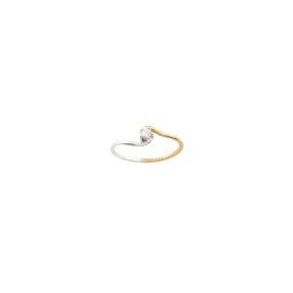 ANILLO SOLITARIO DE ORO BLANCO Y AMARILLO B1148 - Envío Gratuito