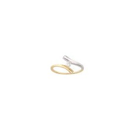 ANILLO SOLITARIO DE ORO BLANCO Y AMARILLO B1298 - Envío Gratuito