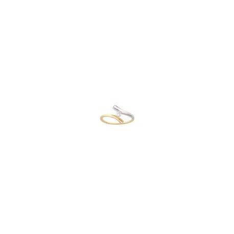 ANILLO SOLITARIO DE ORO BLANCO Y AMARILLO B1298 - Envío Gratuito